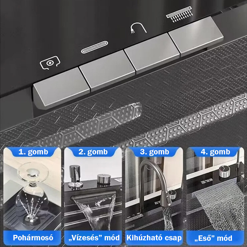 Leziter Chiuvetă multifuncțională Catania din oțel inoxidabil cu baterie digitală Mobalis Homvera