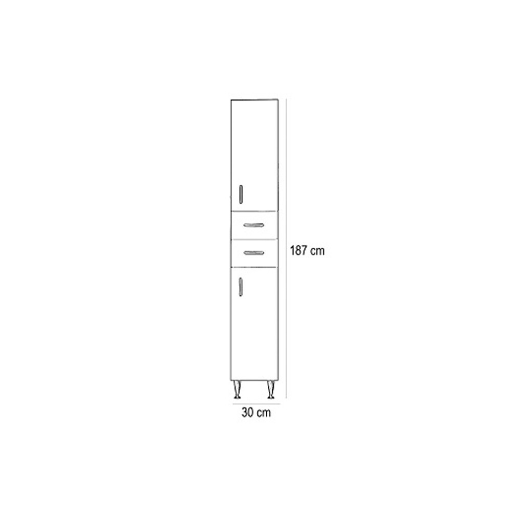 Leziter Dulap înalt Bianca Plus 30 cu 1 ușă, 2 sertare, suport pentru rufe, culoare stejar sonoma, dreapta Mobalis Homvera