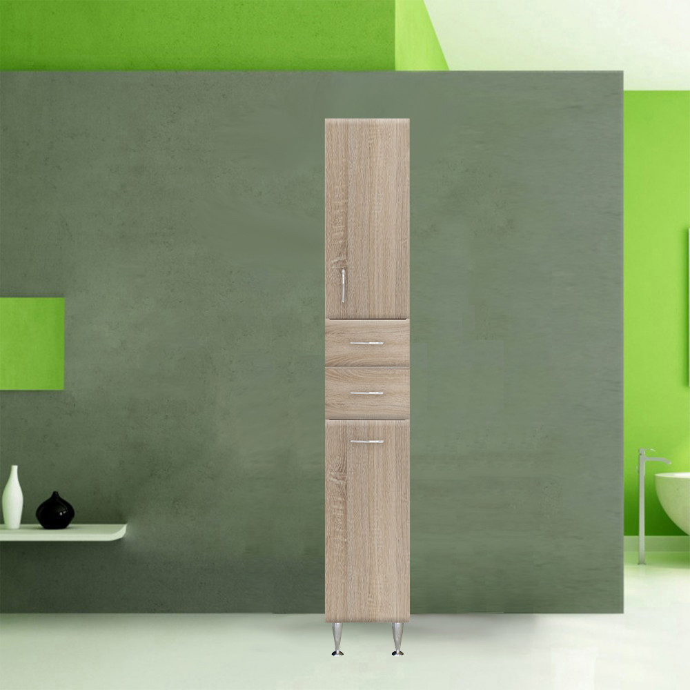 Leziter Dulap înalt Bianca Plus 30 cu 1 ușă, 2 sertare, suport pentru rufe, culoare stejar sonoma, dreapta Mobalis Homvera