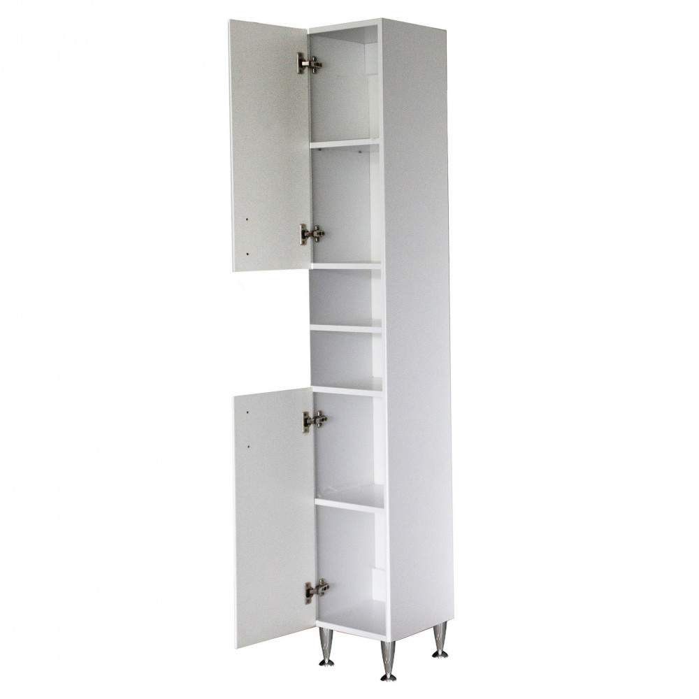 Leziter Dulap înalt Bianca Plus 30 cu 2 uși, deschis, alb lucios, universal Mobalis Homvera