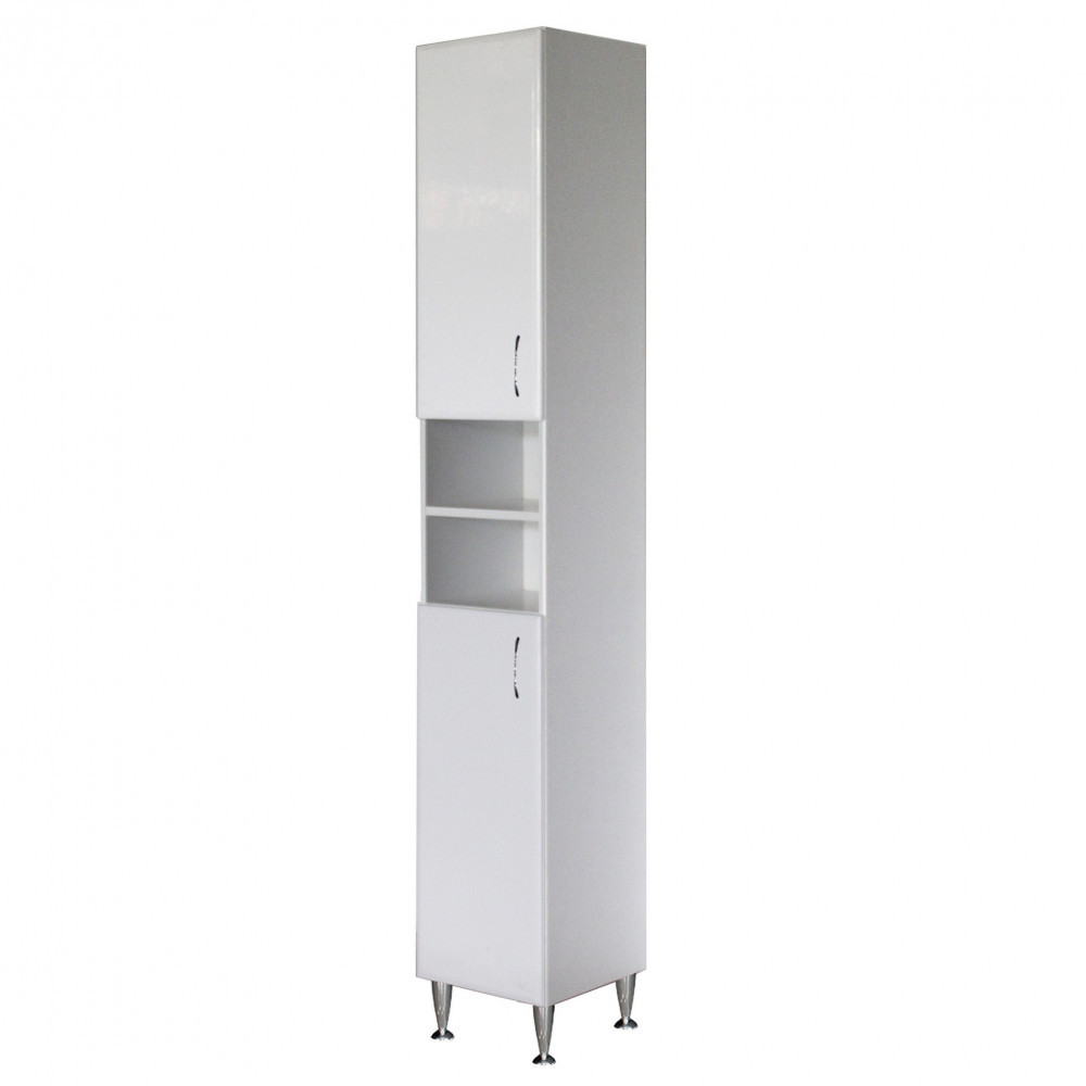 Leziter Dulap înalt Bianca Plus 30 cu 2 uși, deschis, alb lucios, universal Mobalis Homvera