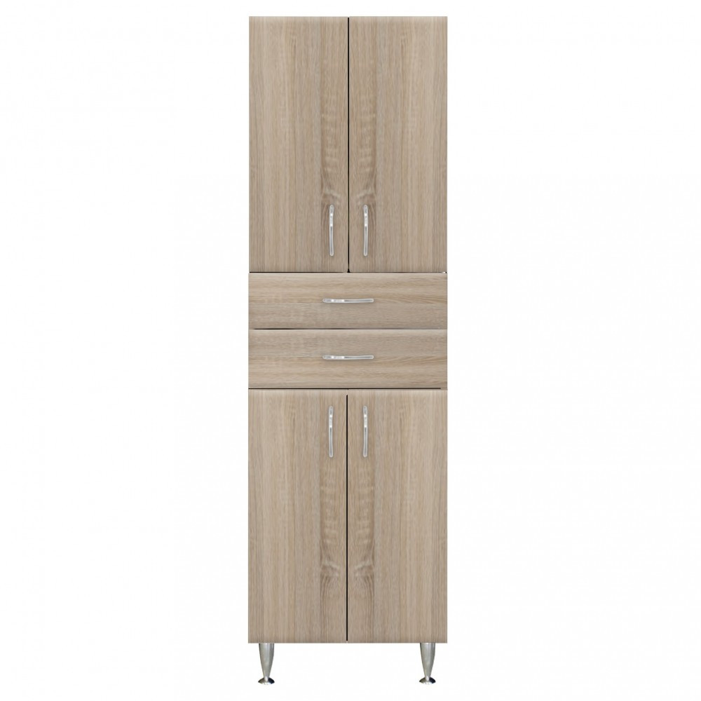 Leziter Dulap înalt Bianca Plus 60 cu 4 uși, 2 sertare, culoare stejar sonoma Mobalis Homvera