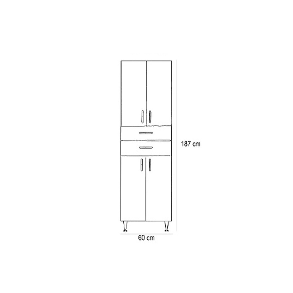 Leziter Dulap înalt Bianca Plus 60 cu 4 uși, 2 sertare, culoare stejar sonoma Mobalis Homvera
