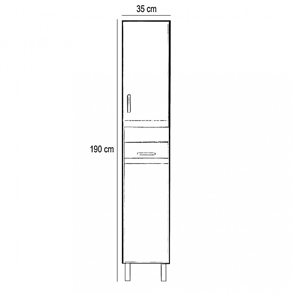 Leziter Dulap înalt Nerva 35 cu 2 uși, 2 sertare, ulm rauna Mobalis Homvera