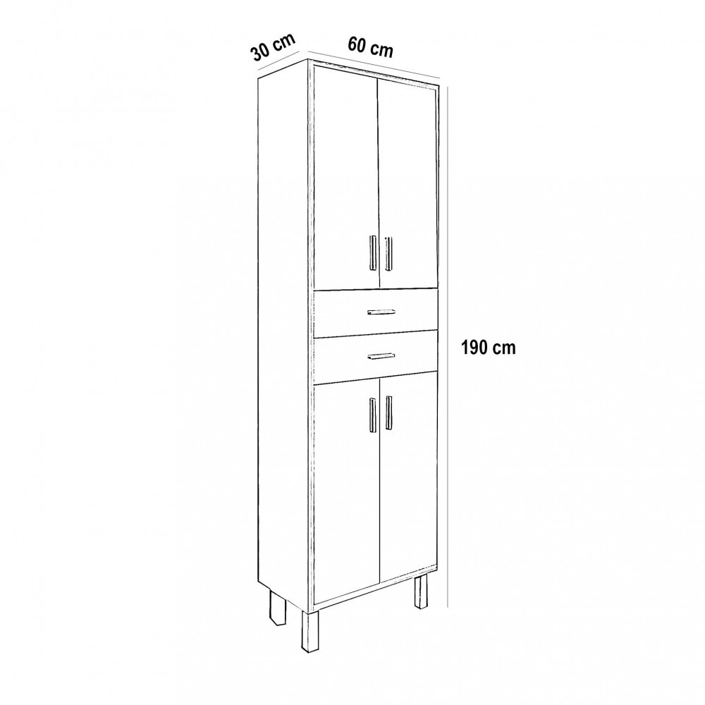 Leziter Dulap înalt Nerva 60 cu 4 uși, 2 sertare, stejar Sonoma Mobalis Homvera