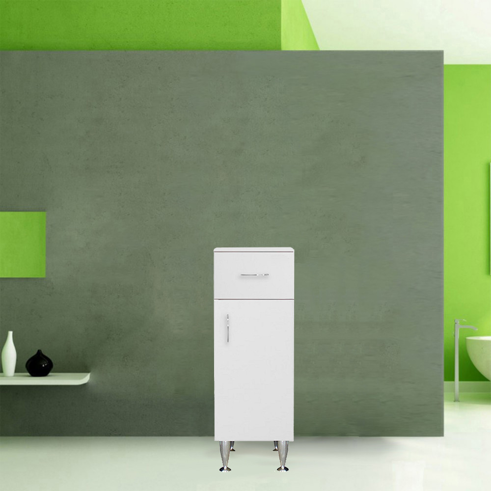 Leziter Dulap jos Bianca Plus 30 cu 1 ușă, 1 sertar, alb lucios, dreapta Mobalis Homvera