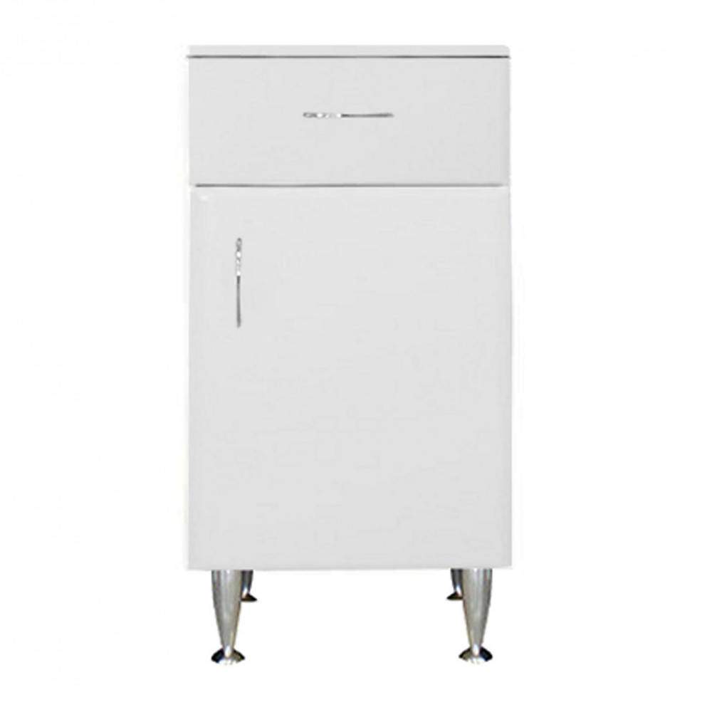 Leziter Dulap jos Bianca Plus 45 cu 1 ușă, 1 sertar, alb lucios, dreapta Mobalis Homvera