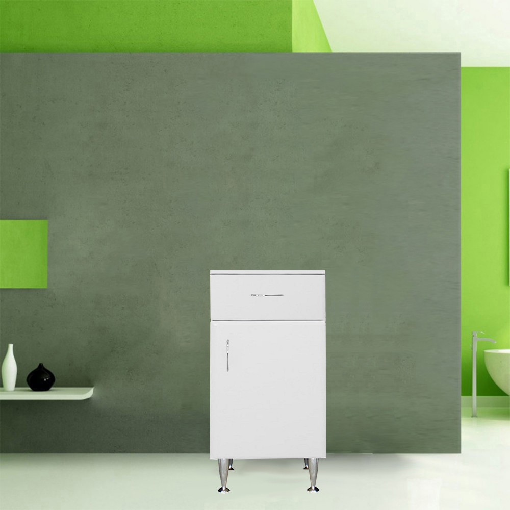 Leziter Dulap jos Bianca Plus 45 cu 1 ușă, 1 sertar, alb lucios, dreapta Mobalis Homvera