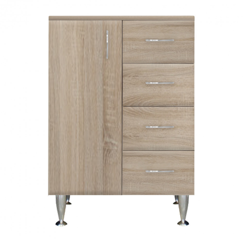 Leziter Dulap jos Bianca Plus 60 cu 1 ușă, 4 sertare, culoare stejar sonoma, stânga Mobalis Homvera