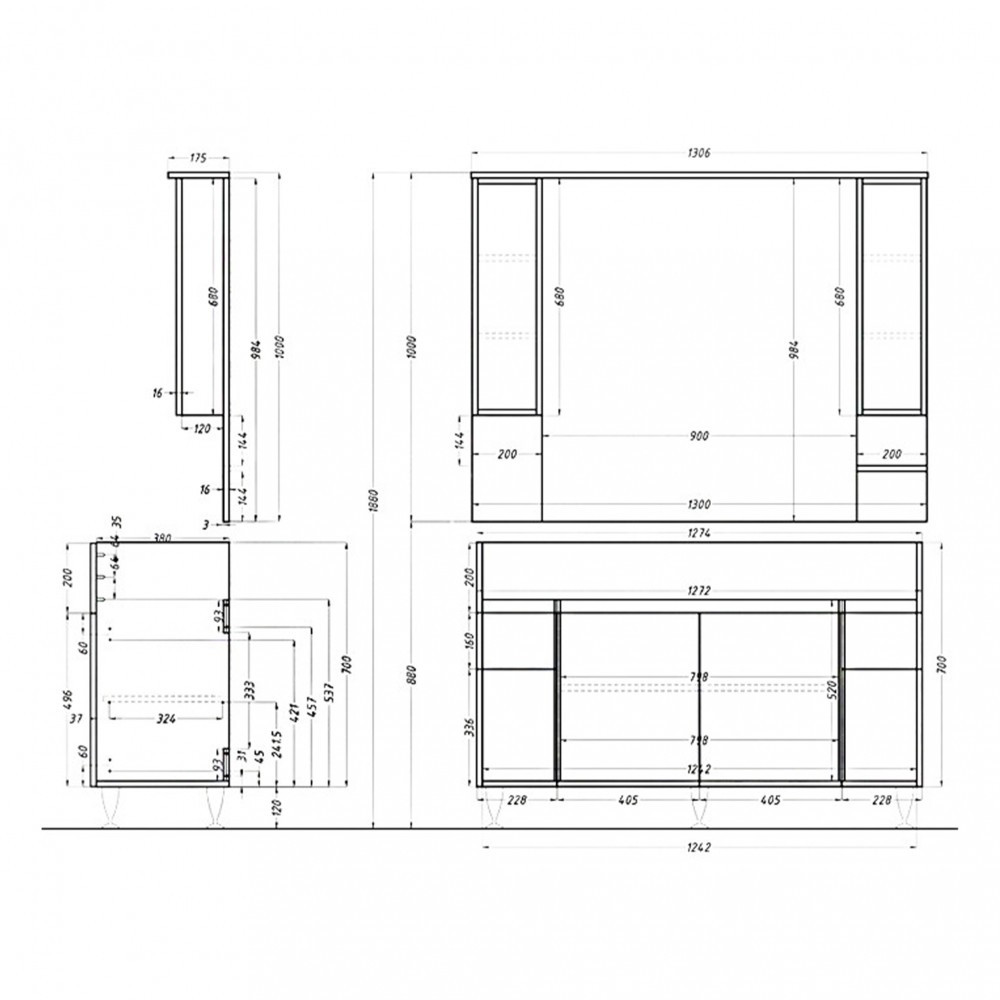 Leziter Dulap suspendat Bianca Plus 105, culoarea nucului Aida Mobalis Homvera