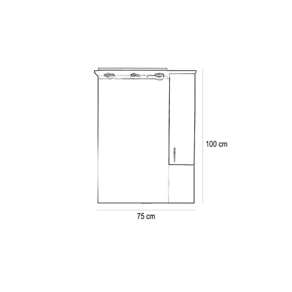 Leziter Dulap suspendat Bianca Plus 75, alb lucios, deschidere pe dreapta Mobalis Homvera