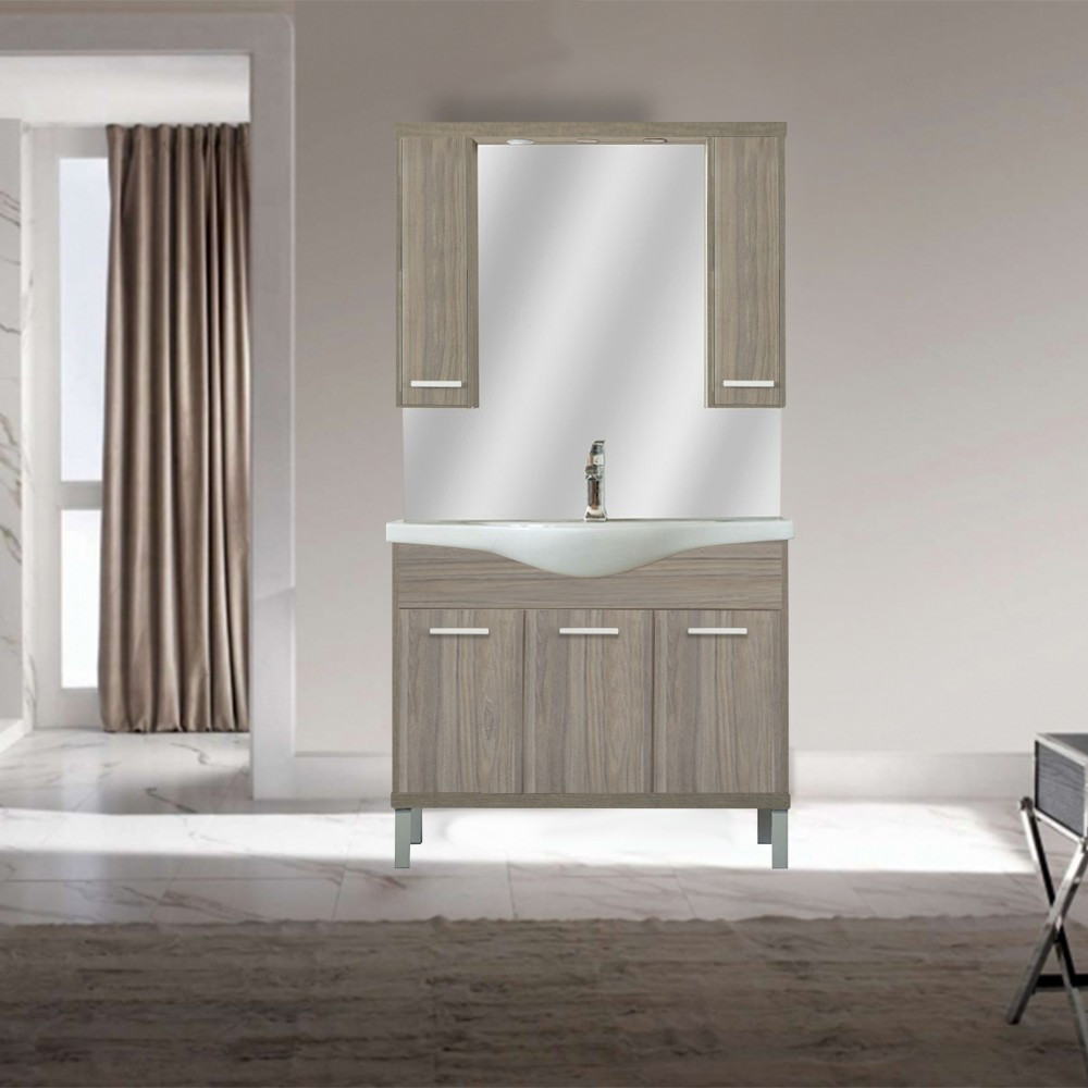 Leziter Dulap suspendat Nerva 105 cm cu oglindă, alb oglindă Mobalis Homvera