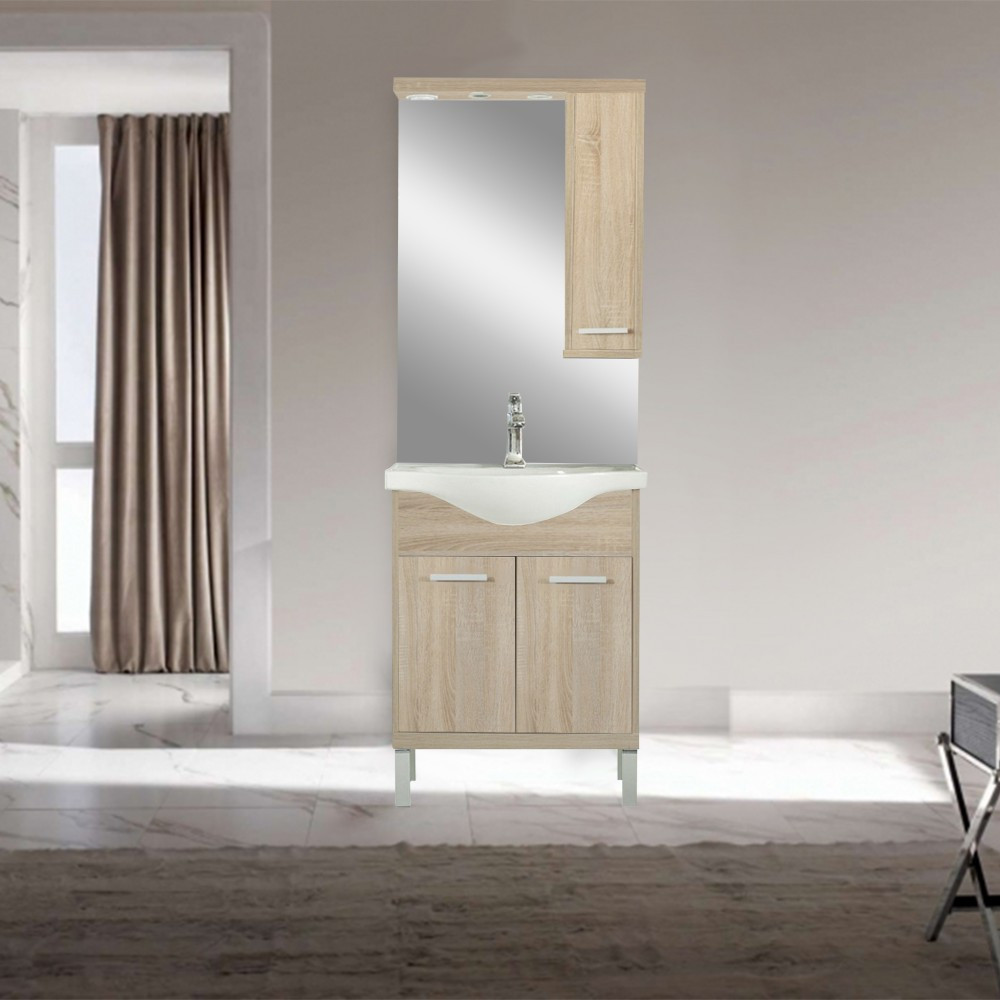 Leziter Dulap suspendat cu oglindă Nerva 65 cm, stejar Sonoma Mobalis Homvera