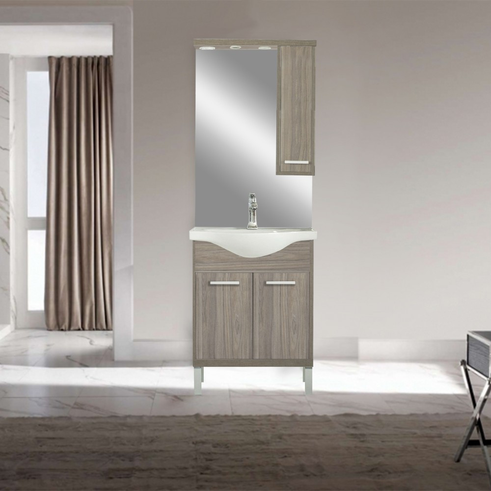 Leziter Dulap suspendat cu oglindă Nerva 65 cm, ulm Rauna Mobalis Homvera