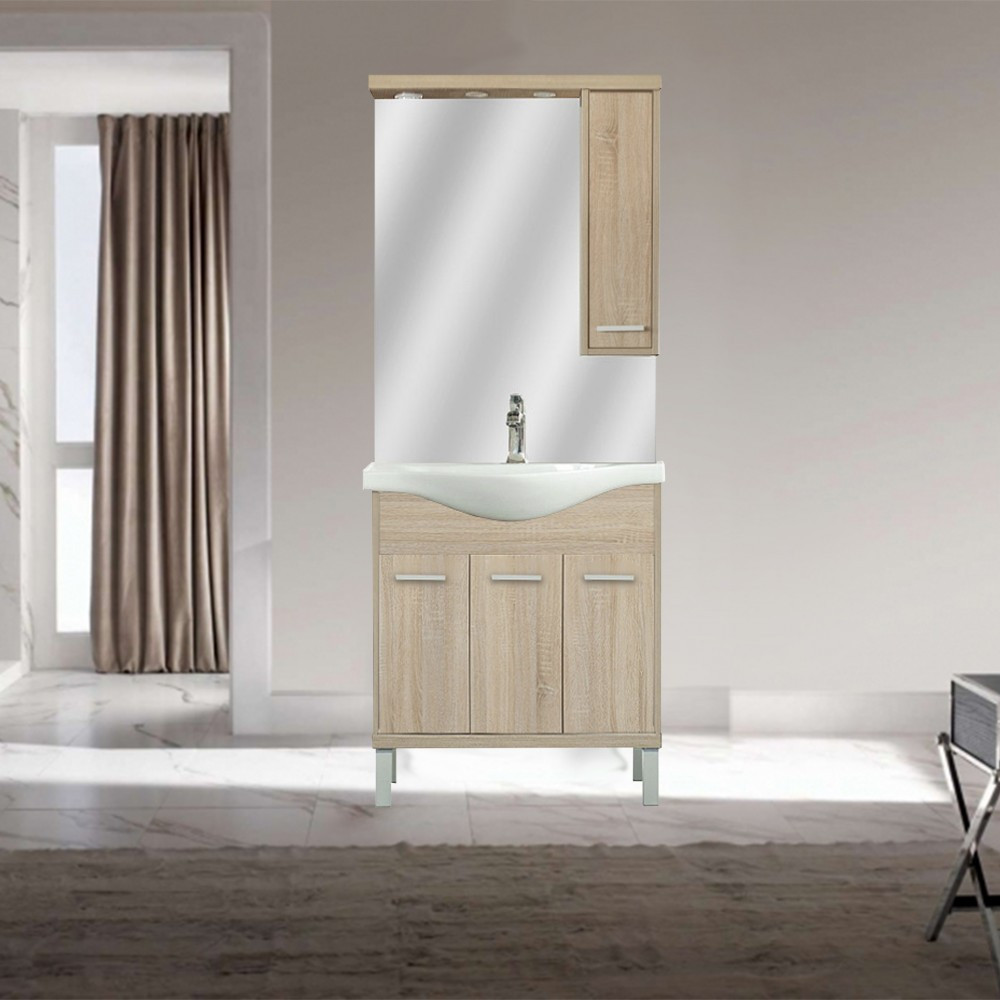 Leziter Dulap suspendat cu oglindă Nerva 75 cm, stejar Sonoma Mobalis Homvera