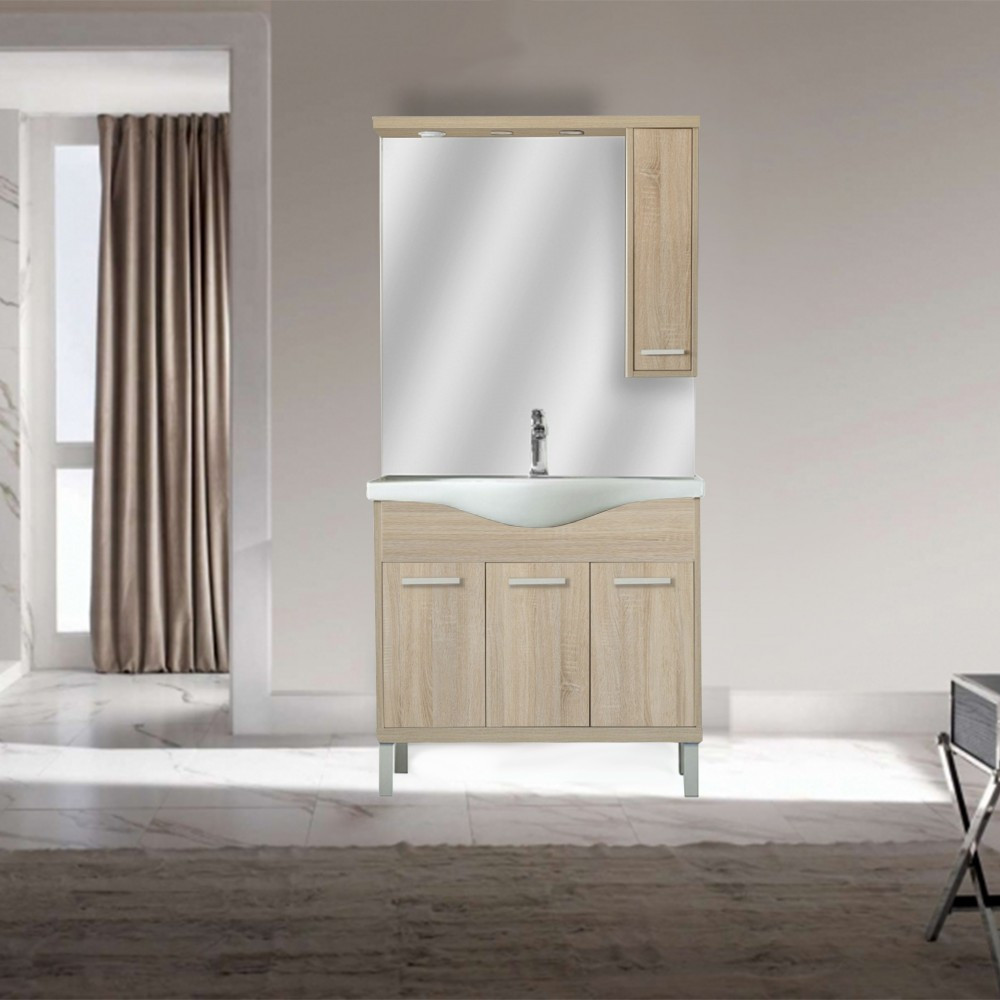 Leziter Dulap suspendat cu oglindă Nerva 85 cm, stejar Sonoma Mobalis Homvera