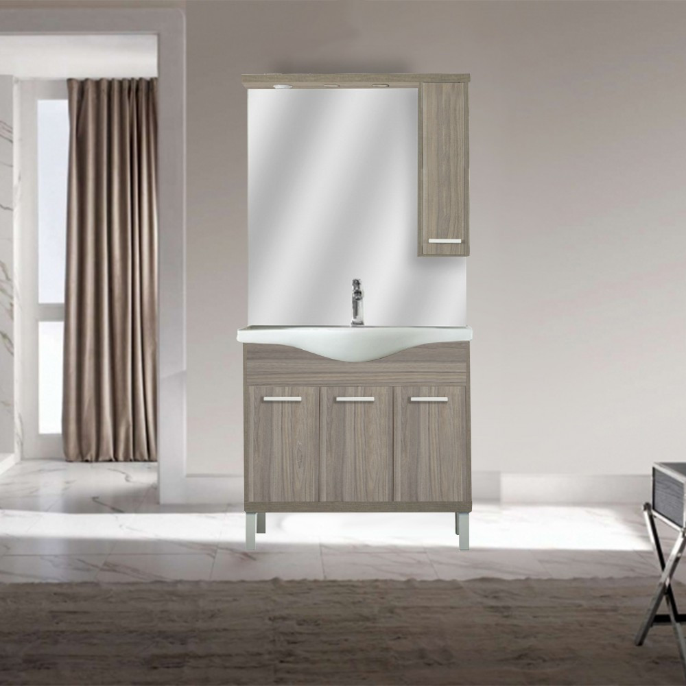 Leziter Dulap suspendat cu oglindă Nerva 85 cm, ulm Rauna Mobalis Homvera