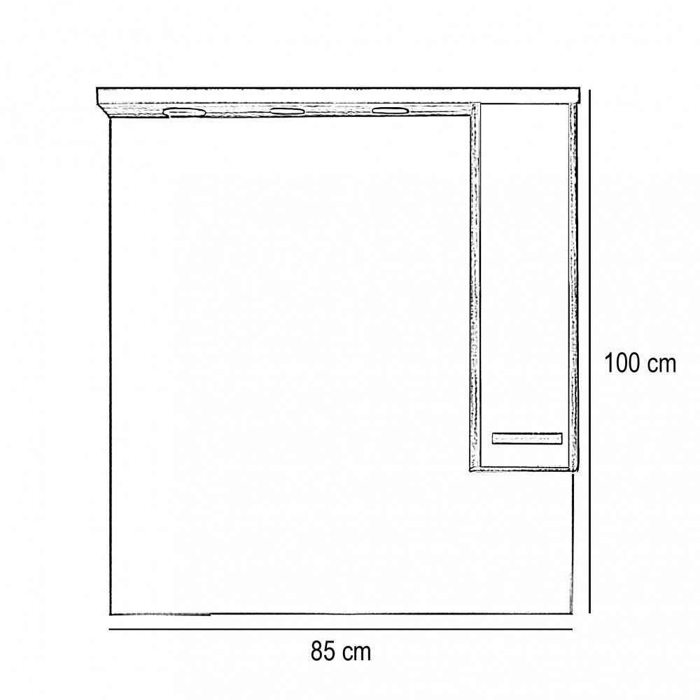 Leziter Dulap suspendat cu oglindă Nerva 85 cm, ulm Rauna Mobalis Homvera