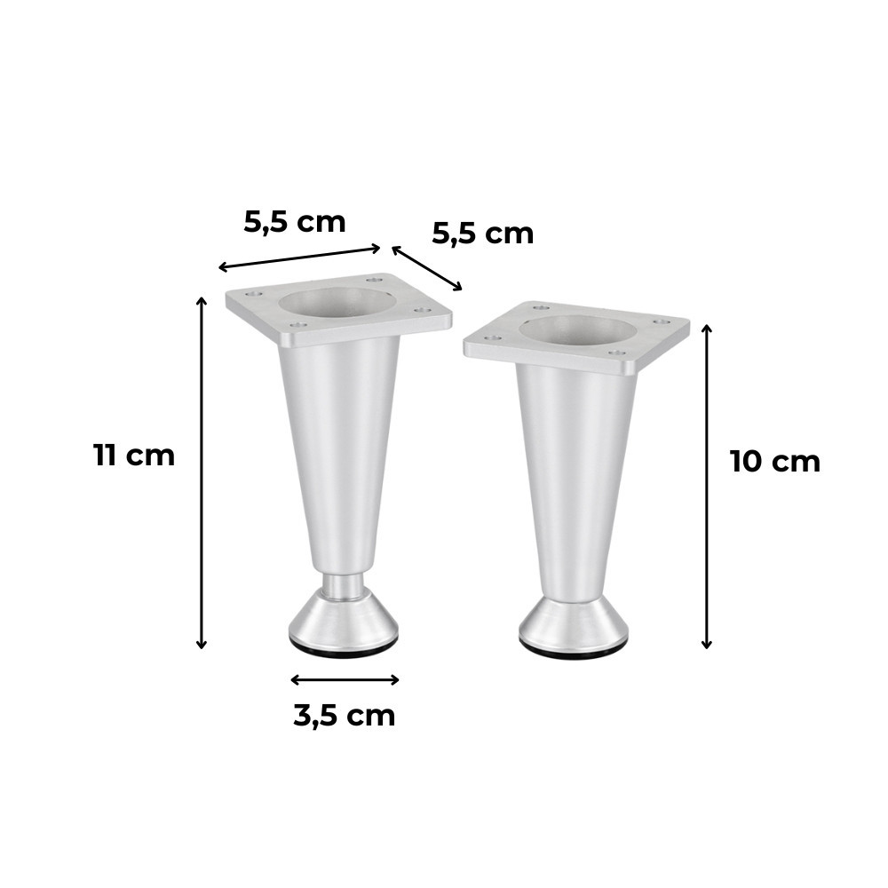 Leziter Picior de mobilă argintiu 10x5,5x5,5 cm Mobalis Homvera