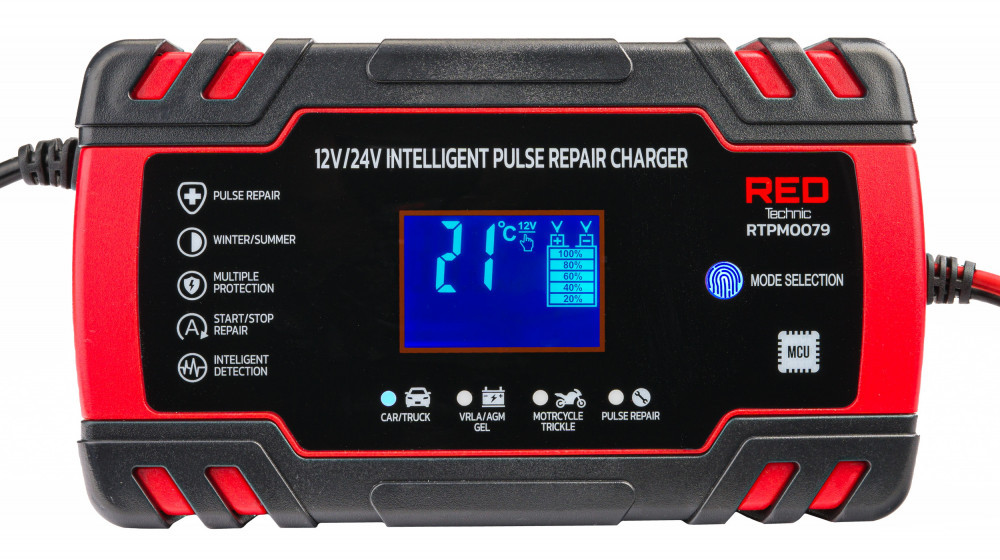 Red Technic Încărcător de baterie cu microprocesor 12V/24V 8A Încărcător RTPM0079 Mobalis Homvera