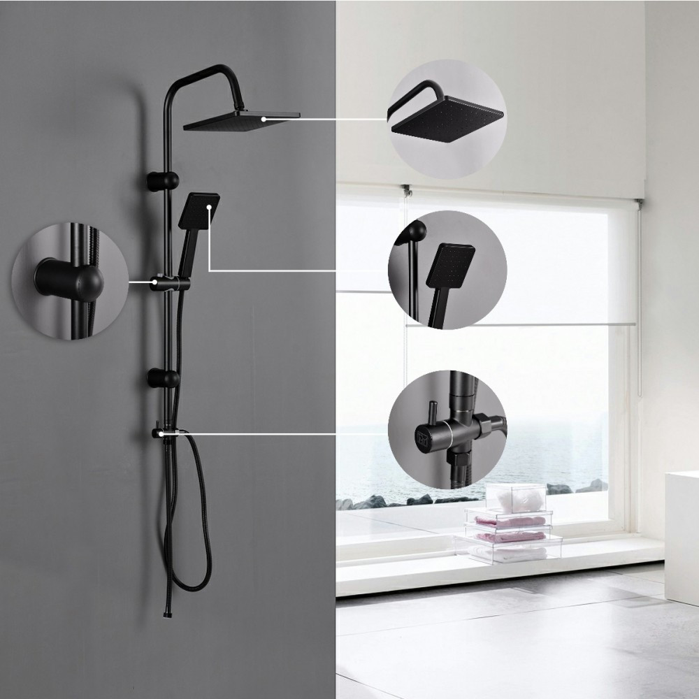 Leziter Set de duș Altar Black fără baterie Mobalis Homvera