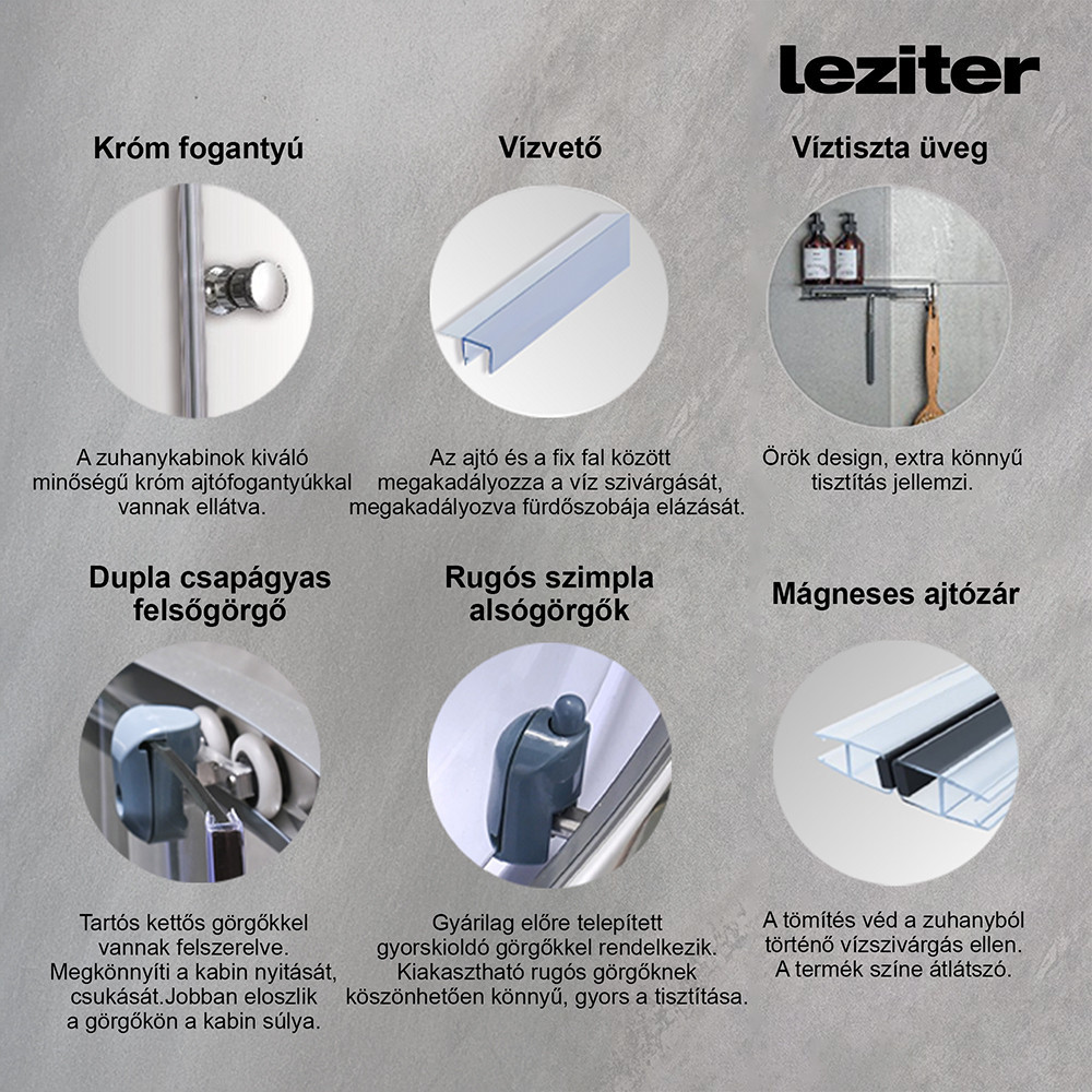 Leziter Cabină de duș cu hidromasaj Aria cu instalare pe partea dreaptă Mobalis Homvera