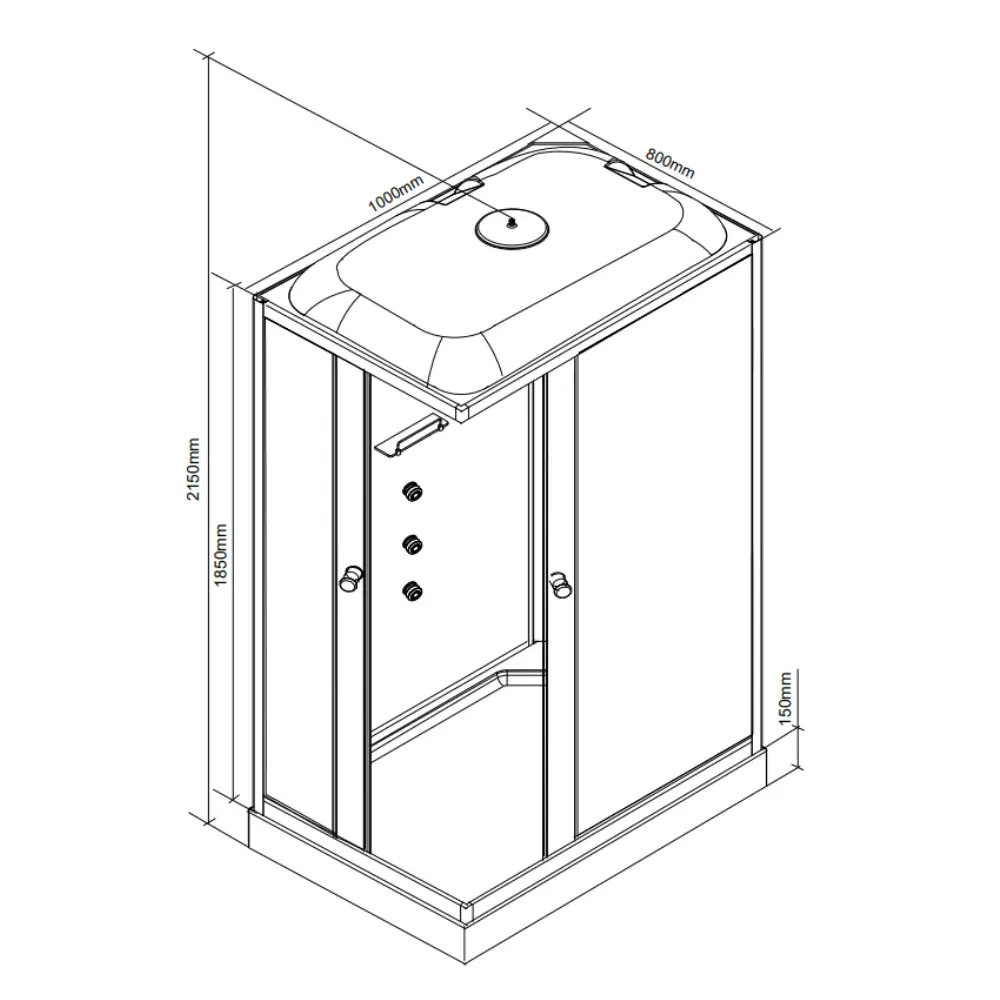 Leziter Cabină de duș cu hidromasaj pătrată Valerie 80x100 cm Mobalis Homvera