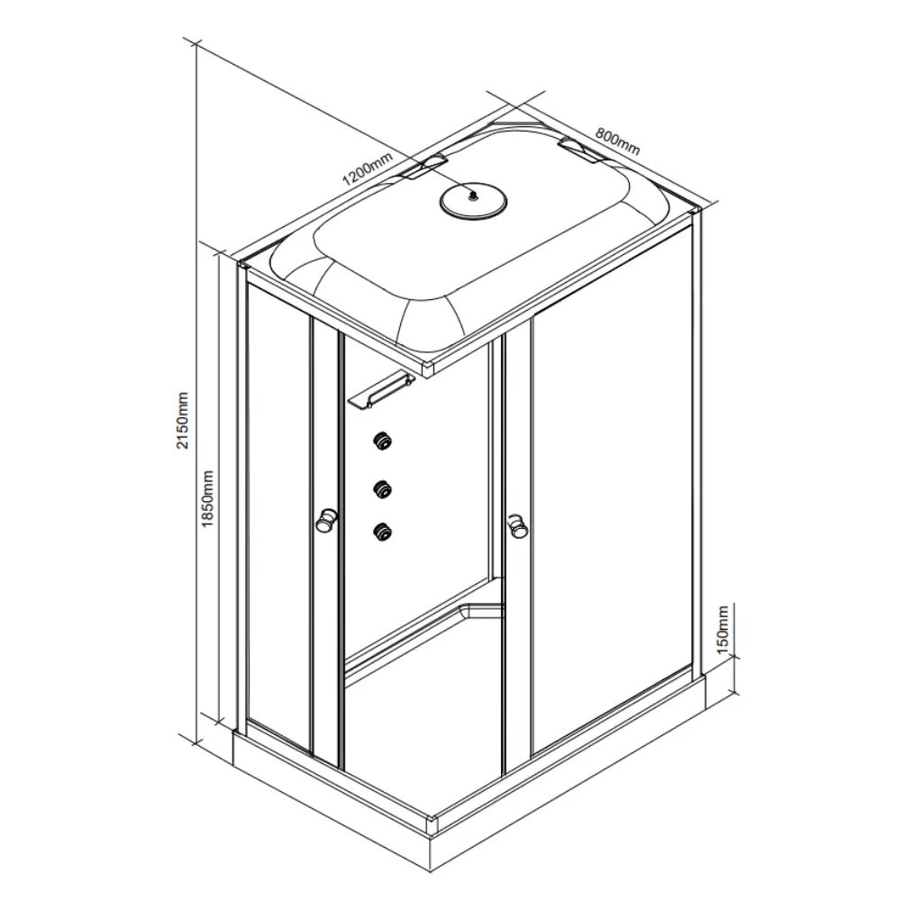 Leziter Cabină de duș cu hidromasaj pătrată Valerie 80x120 cm Mobalis Homvera