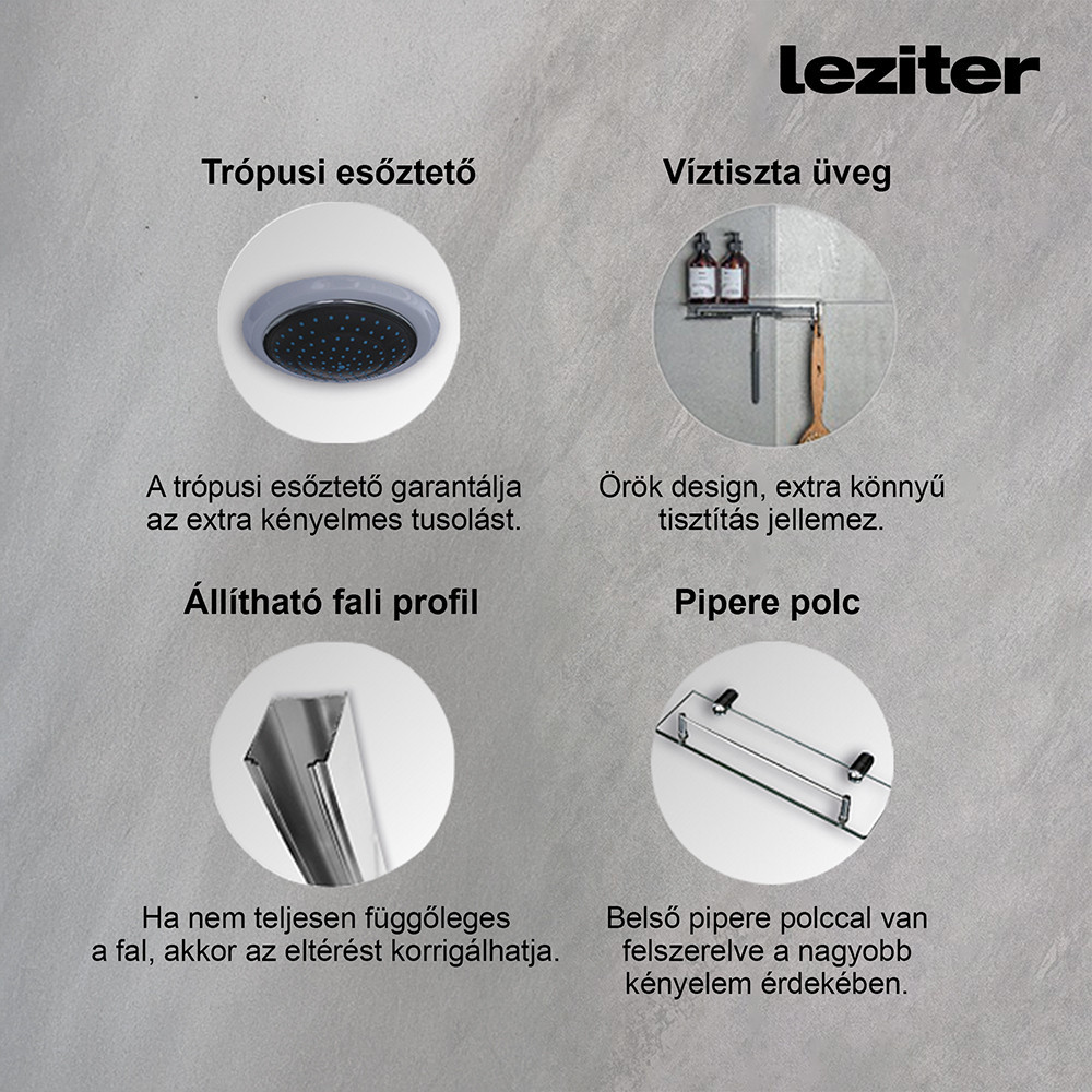 Leziter Cabină de duș pătrată cu hidromasaj Valerie 80x80 cm Mobalis Homvera