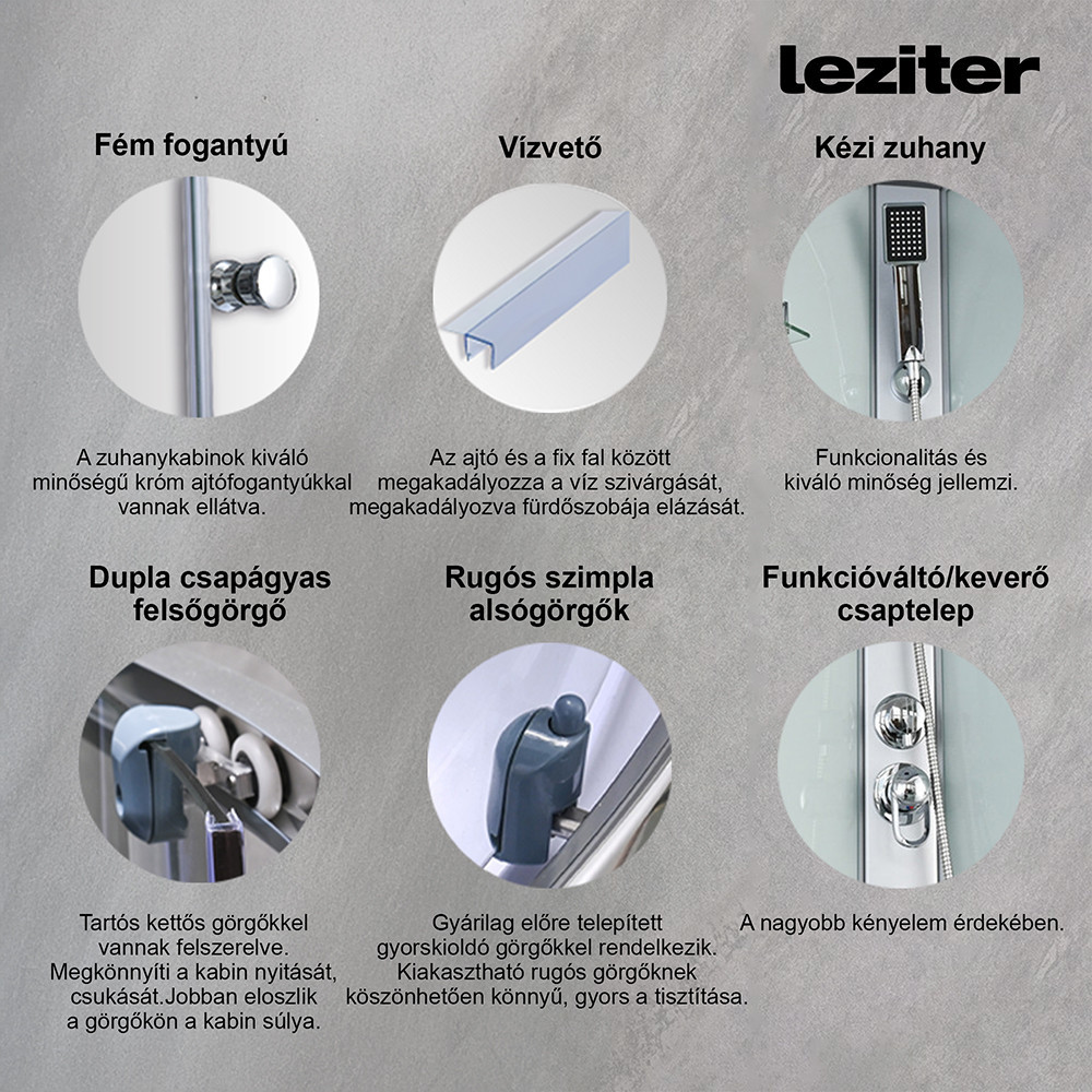 Leziter Cabină de duș pătrată cu hidromasaj Valerie 80x80 cm Mobalis Homvera