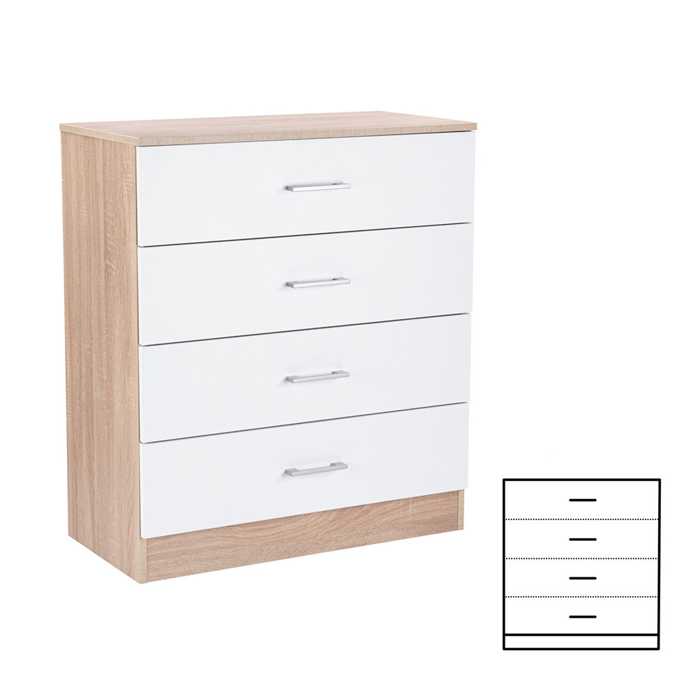 Leziter Comodă Miami cu 4 sertare 80x92 cm alb-stejar sonoma Mobalis Homvera