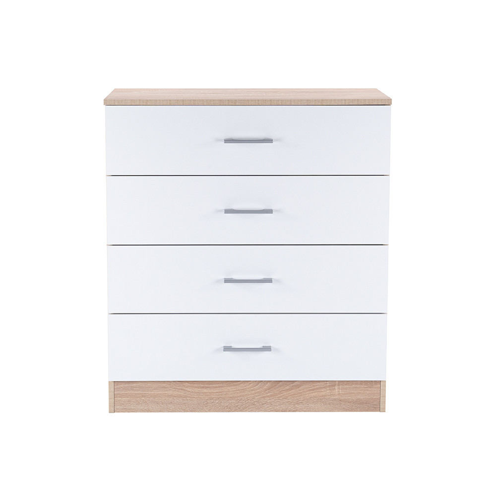 Leziter Comodă Miami cu 4 sertare 80x92 cm alb-stejar sonoma Mobalis Homvera