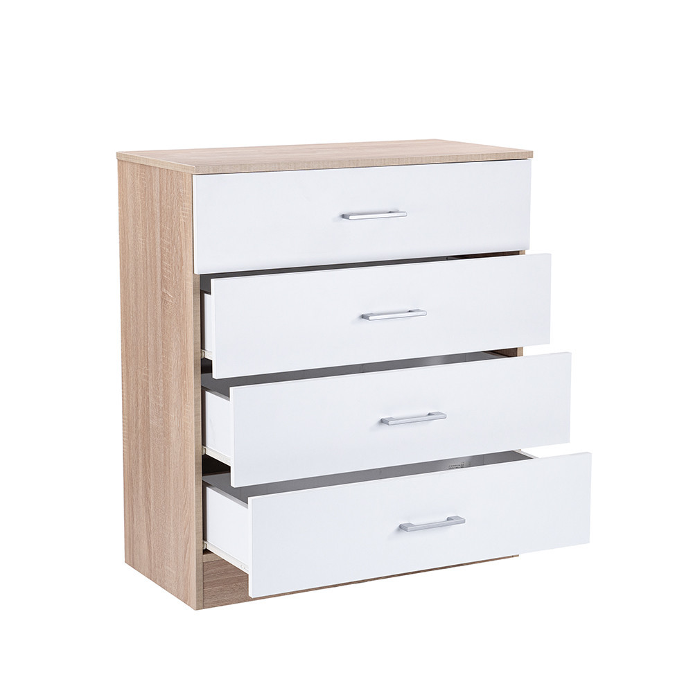 Leziter Comodă Miami cu 4 sertare 80x92 cm alb-stejar sonoma Mobalis Homvera