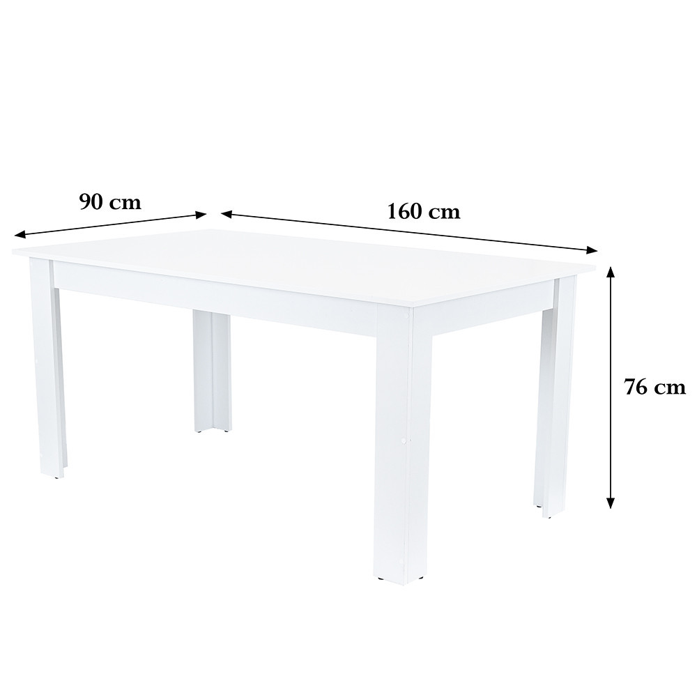 Leziter Masă de dining Yorki Standard 160x90 cm albă Mobalis Homvera