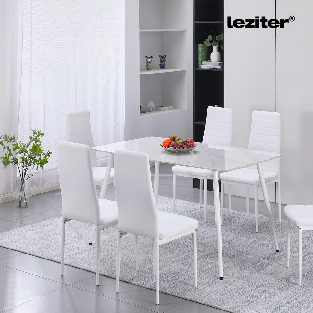 Leziter Masă de dining pătrată Bora 140 cm din piatră sinterizată, albă Mobalis Homvera