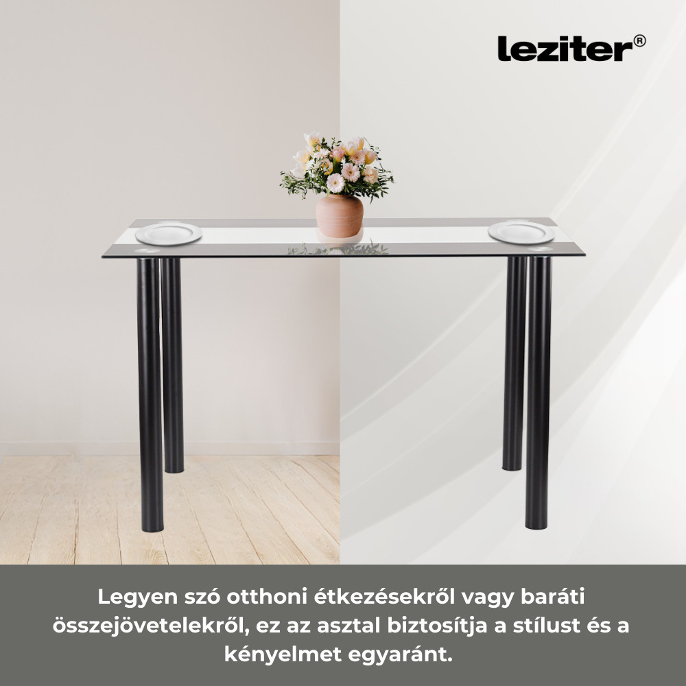 Leziter Masă de dining pătrată Riona din sticlă, 120 cm Mobalis Homvera