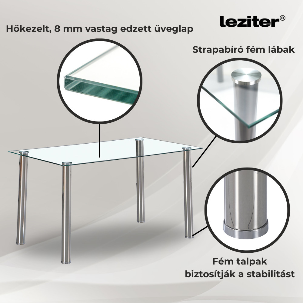 Leziter Masă de dining pătrată din sticlă Berna 120 cm Mobalis Homvera