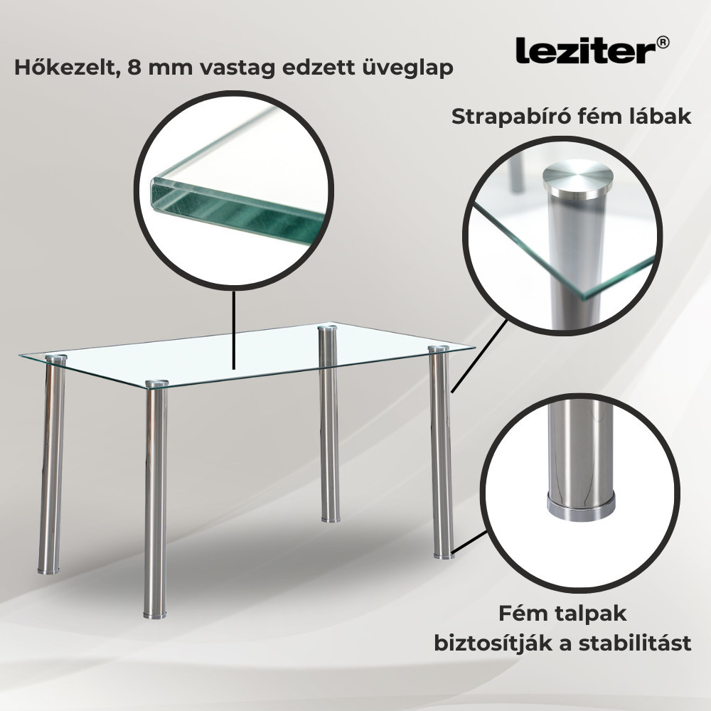 Leziter Masă pătrată din sticlă Berna 140 cm Mobalis Homvera