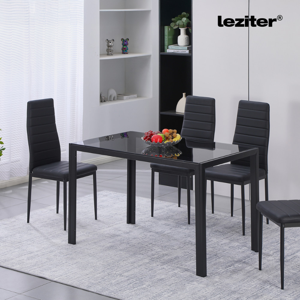 Leziter Masă pătrată din sticlă Clara 120 cm, neagră Mobalis Homvera