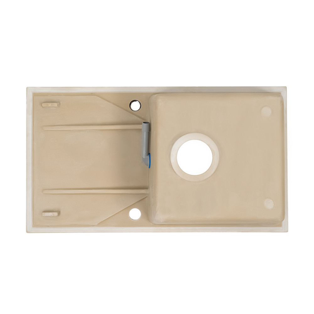 Leziter Chiuvetă Gori pătrată cu o singură lavoar, cu picurare, din granit, cu sifon, bej Mobalis Homvera