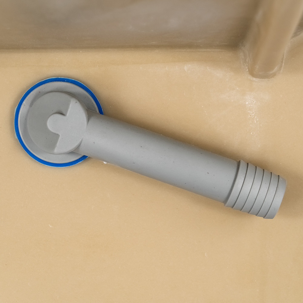 Leziter Chiuvetă Gori pătrată cu o singură lavoar, cu picurare, din granit, cu sifon, bej Mobalis Homvera