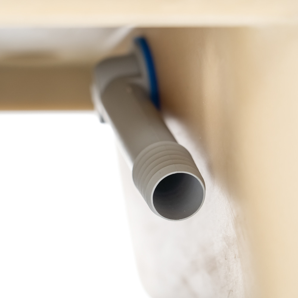 Leziter Chiuvetă pătrată Tia din granit cu două cuve și sifon bej Mobalis Homvera