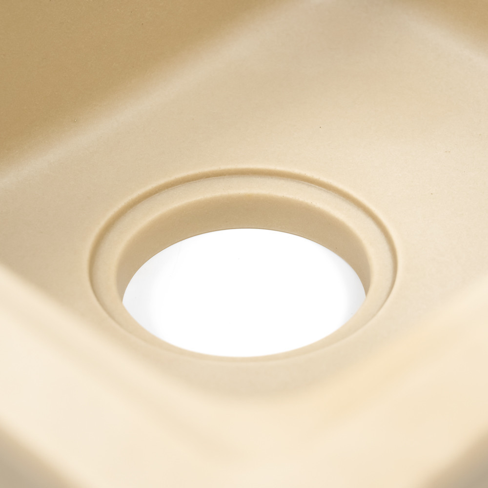 Leziter Chiuvetă pătrată Tia din granit cu două cuve și sifon bej Mobalis Homvera