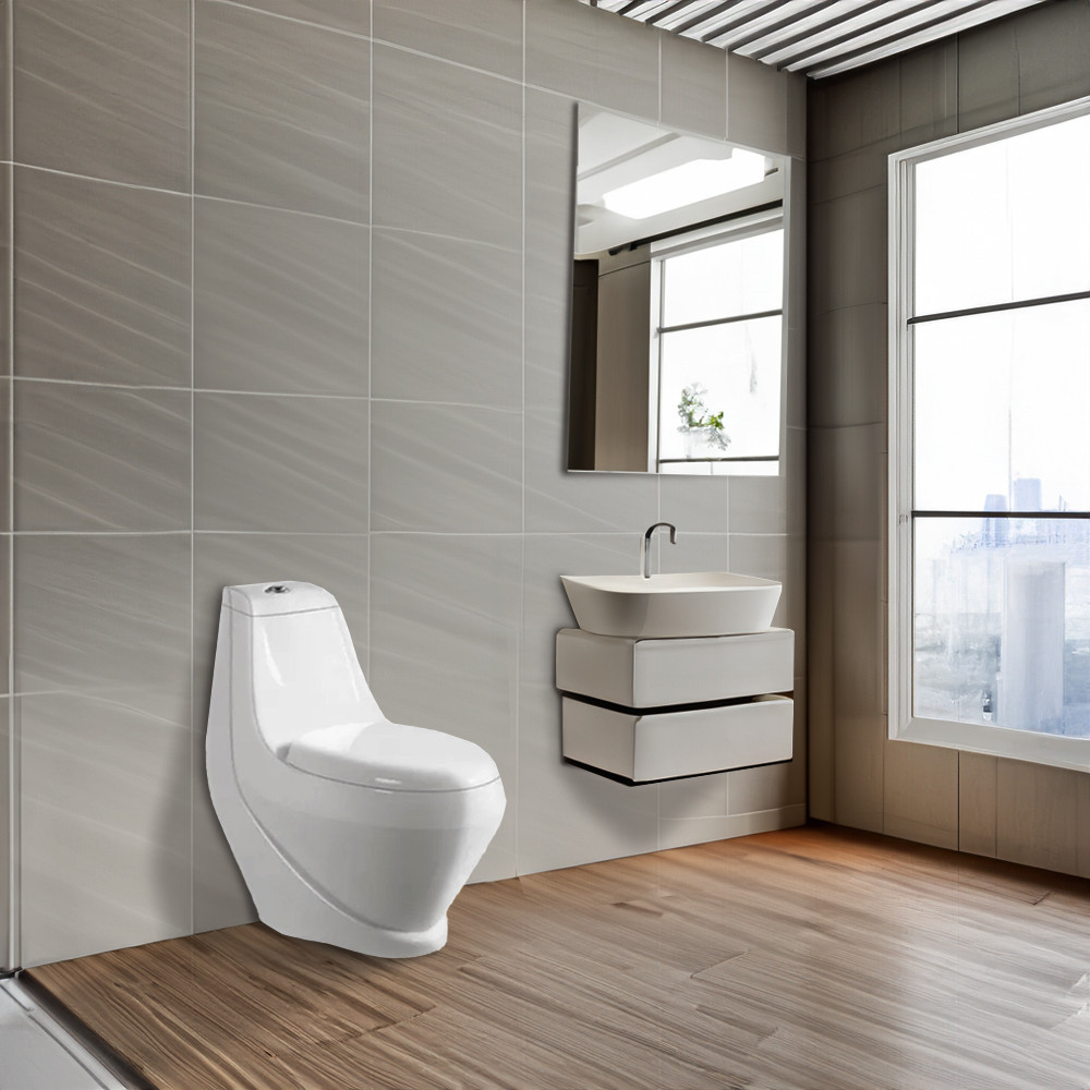 Leziter Vas de toaletă Coral Monobloc cu evacuare inferioară și capac cu închidere silențioasă Mobalis Homvera