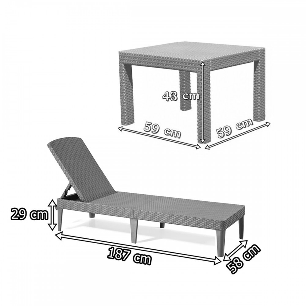 Curver Set șezlonguri de grădină Jaipur cu masă Rosario Mobalis Homvera
