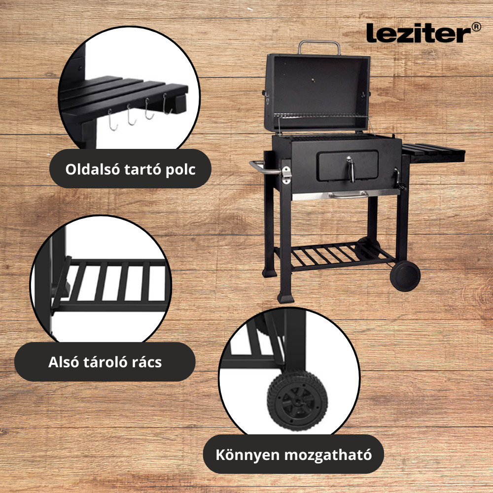 Leziter Grătar de grădină multifuncțional cu cărbune Mobalis Homvera