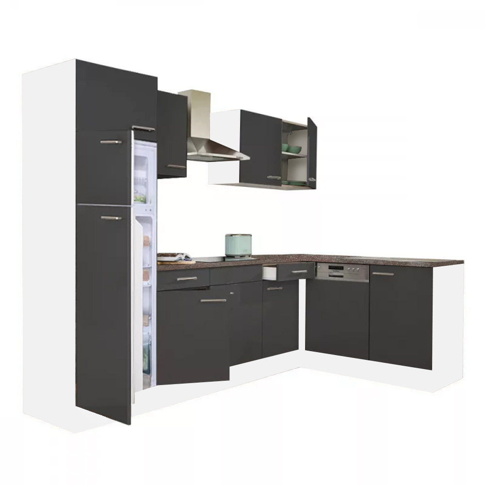 Leziter Dulap de bucătărie de colț Yorki 280 cu congelator superior și frigider Mobalis Homvera