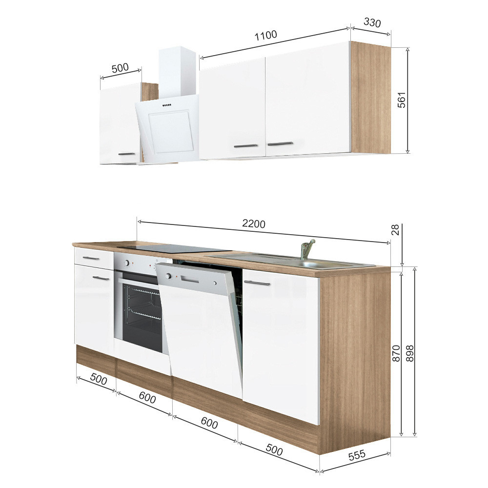 Leziter Mobilă de bucătărie Yorki 220 cu design de cuptor inferior Mobalis Homvera