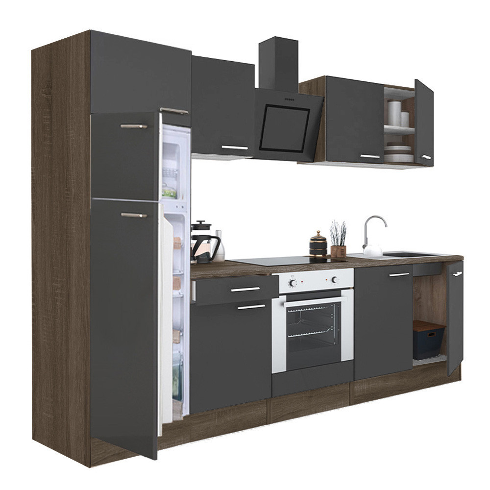 Leziter Mobilă de bucătărie Yorki 270 cu cuptor inferior și frigider cu congelator superior Mobalis Homvera