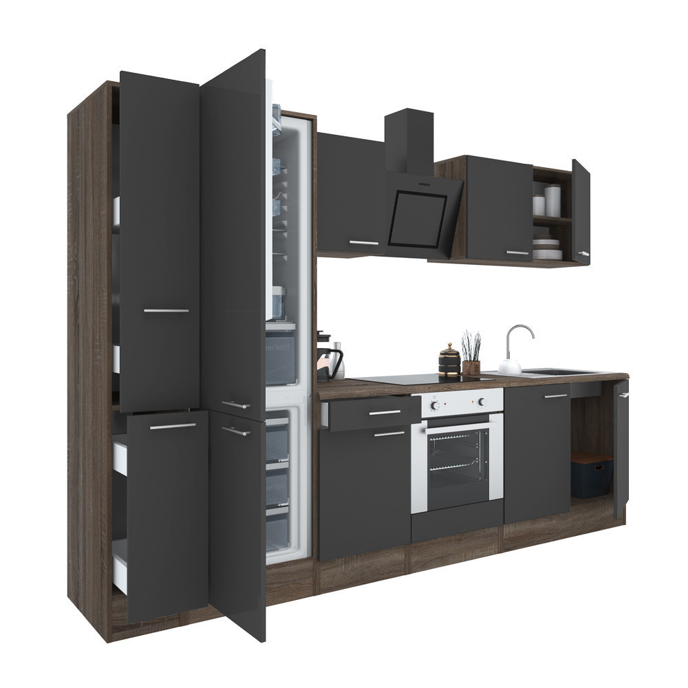 Leziter Mobilă de bucătărie Yorki 300 cu cuptor inferior și frigider cu congelator inferior Mobalis Homvera